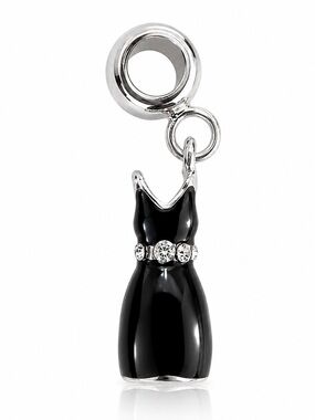 Silver Little Black Dress Rhinestone Charm Pandora Compatible